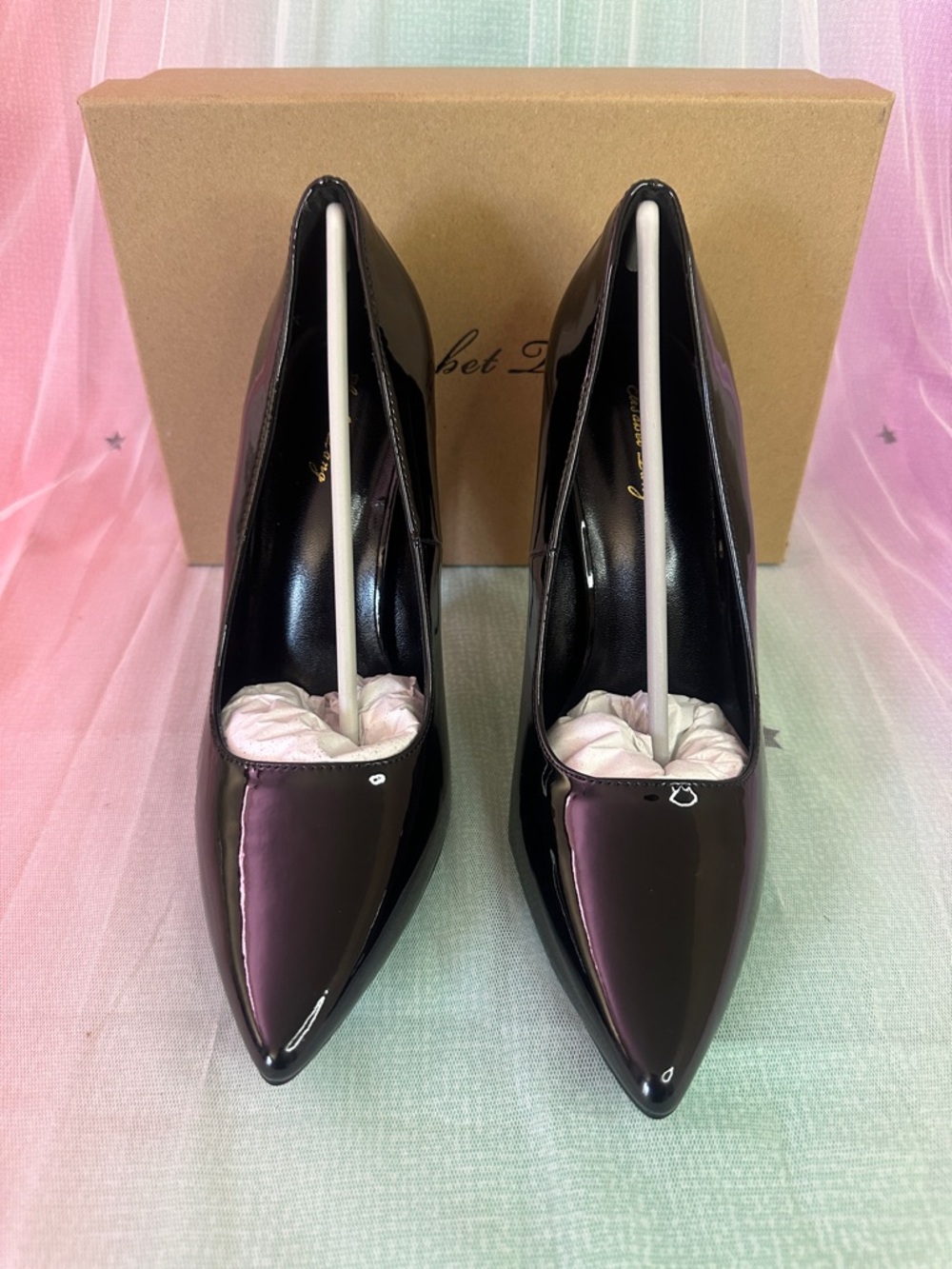 Patent Pointed-Toe Black Heels for Women